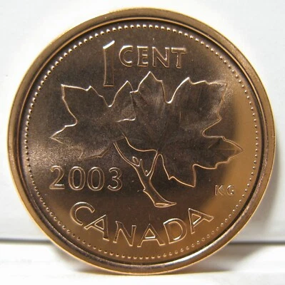 Canada 2003-p 1-cent ( New Effigy, Uncrowned ) Magnetic BU ( From a new roll ) - Image 1 of 2