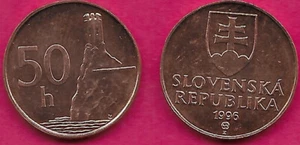 SLOVAKIA 50 HALIEROV 1996 UNC POLYGONAL TOWER OF DEVIN WATCH TOWER,DOUBLE CROSS - Picture 1 of 1