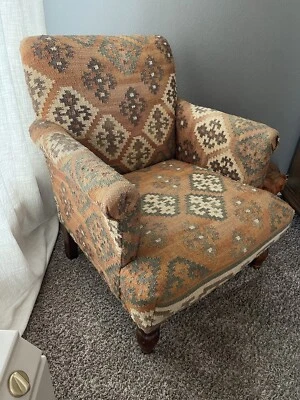 Vintage Kilim Aztec Southwestern Wool Club Accent Chair - Image 1 of 4