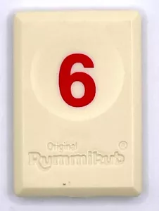 Rummikub Tile Red 6 Game Replacement Piece Smooth Number Engraved Back Pressman - Picture 1 of 2