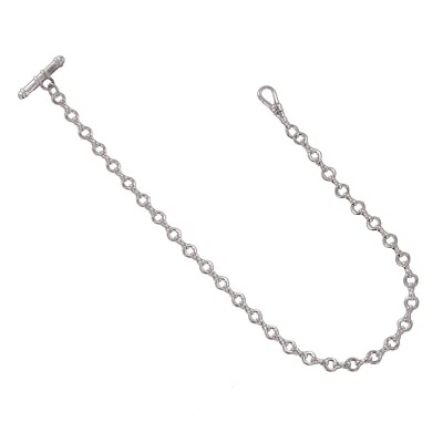 Watch Chain Mens Silver Tone Pocket Round Link Vest 13 1/2" Made in USA - Image 1 of 4