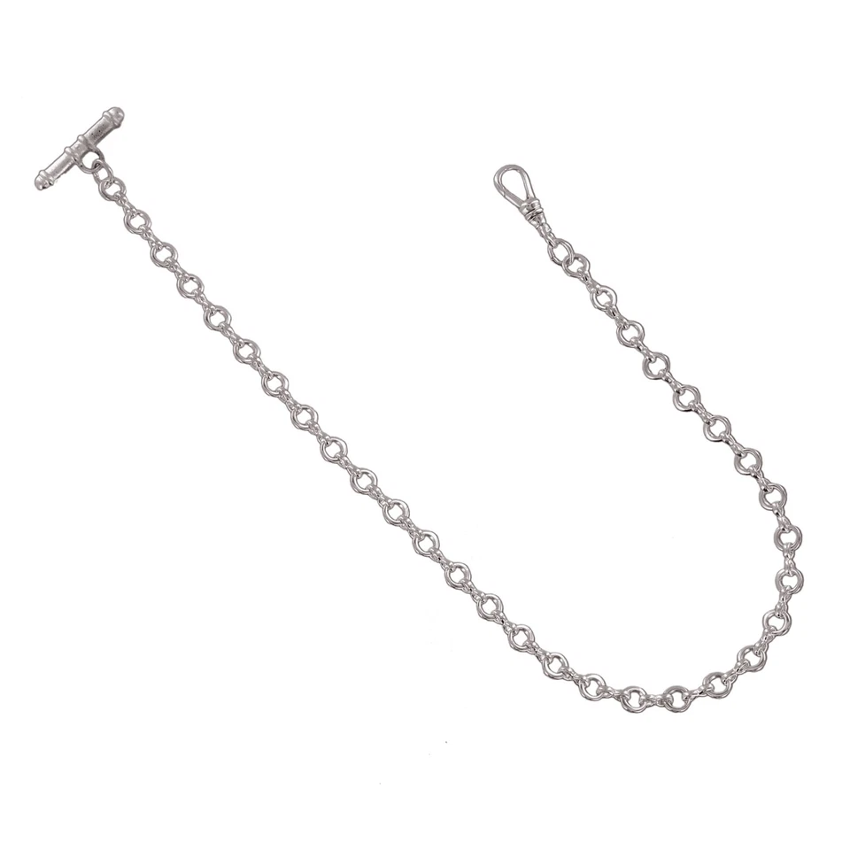 Chaleco de eslabones redondos de bolsillo tono plateado con cadena de reloj para hombre 13 1/2" hecho en EE. UU. Foto 1 de 4