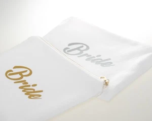Bride Makeup Bag Cosmetic Bag, Zipper Storage Makeup Bag, Cotton Cosmetic Bag - Picture 1 of 5