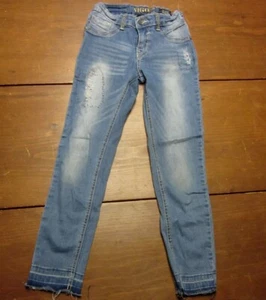 VIGOSS girls size 10 blue jeans Jagger spandex Ankleskinn distressed USA flag - Picture 1 of 5