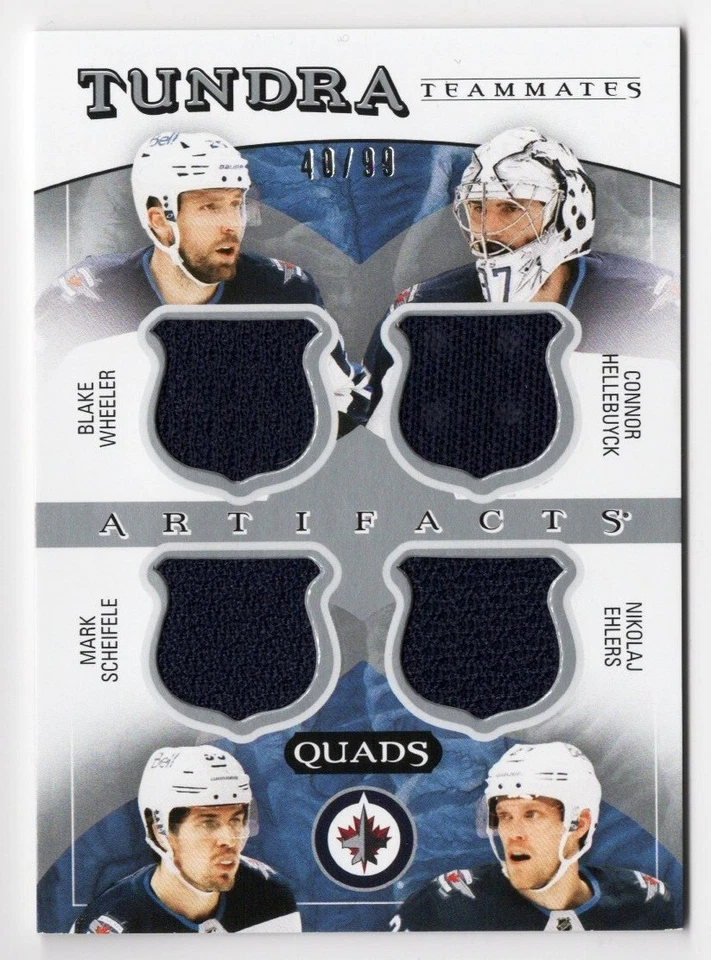2022-23 Artifacts Tundra Quad Jersey Wheeler Hellebuyck Scheifele Ehlers 40/99 - Image 1 of 1