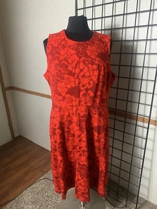 Lands End Women’s Floral Sleeveless Red Dress Size 18W - Picture 1 of 4