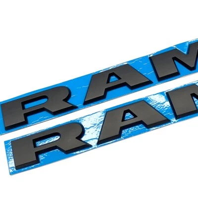 2x Front Door Side Letters Emblems For RAM 1500 2500 3500 2019-2023 Black Badges - Image 1 of 4