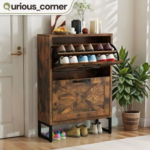 Schuhschrank 2 Klappschubladen Aufbewahrung Regal Organizer Regal Staubdicht Freistehend - Bild 1 von 11