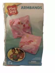 Inflatable Swimming Arm Bands Floaties Kids Pool Safety Pink Flamingo Design NEW - Picture 1 of 2