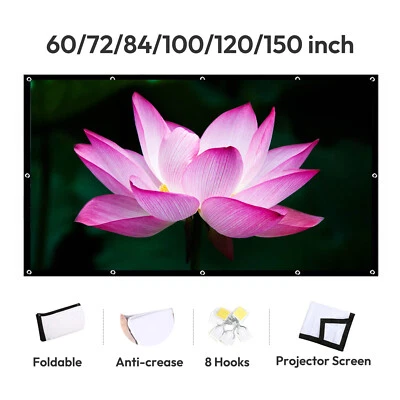 Portable Projector Screen 60-150" Home Outdoor Camping 3D HD 16:9 Movie Theater - Image 1 of 4