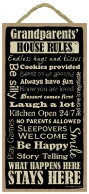 Grandparent's House Rules Word Art Be Happy Smile Be Silly... 10x5 Wood Sign 967 - Image 1 of 3