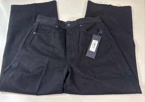 Veronica Beard Taylor Cropped High Rise Wide Leg Jeans Black Size 28 - Picture 1 of 14