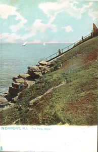 Antike Postkarte Ansicht von Newport RI Die vierzig Stufen ungeteilt unbesendet Tuck - Bild 1 von 2