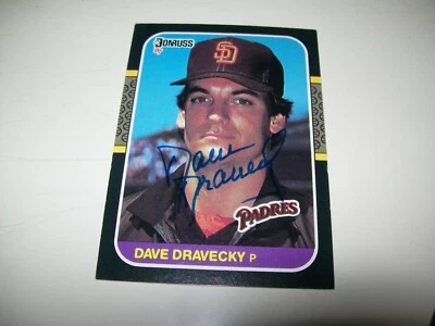 1987 DONRUSS DAVE DRAVECKY AUTOGRAPH SIGNED AUTO #187 SAN DIEGO PADRES - Image 1 of 2
