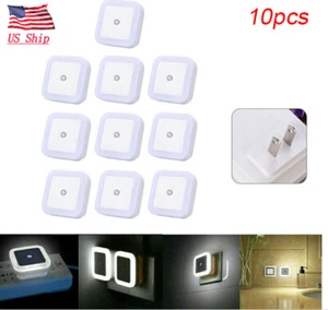 US Plug-in LED Night Lights Lamp Dusk to Dawn Sensor Hallway Kitchen Bathroom - Picture 1 of 12