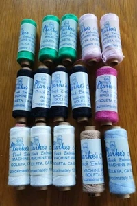 VTG 15 Spools Clarke's Punch Rayon Embroidery Thread Mixed Colors -100 yds each - Picture 1 of 6