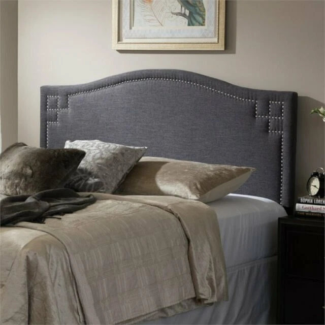 Baxton Studio Aubrey Upholstered Headboard - Dark Gray, Size: Queen Size