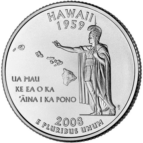 2008 D Hawaii State Quarter.  Uncirculated, Uncertified Cover