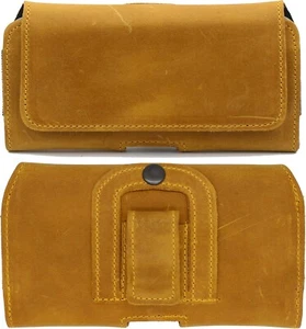 Bolsillo De Cuero Verdadero Para Cubot A30 Funda Case Horizontal XL AMARILLO - Picture 1 of 5