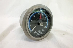 Vtg Sun Super Tach SST- 802-2 8000 8k Tachometer Marker Blue Line Chrome Bullet - Picture 1 of 7