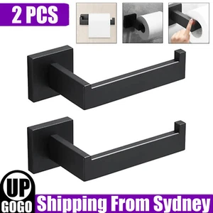 2PCS WALL MOUNTED Black Toilet Paper Roll Holder Hand Rack Hook Stainless Steel - Picture 1 of 12