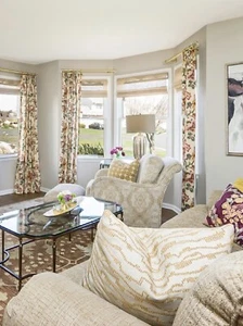 Custom Drapery Curtains Side Panels x4 Soft Yellow Floral French Pleat 87” Lined - Picture 1 of 7