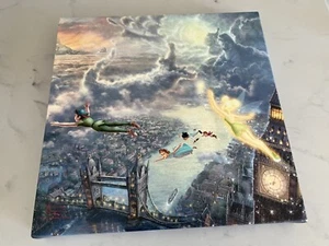 Thomas Kinkade Disney Tinker Bell & Peter Pan Fly To Never Land 14x14 Canvas  - Picture 1 of 3