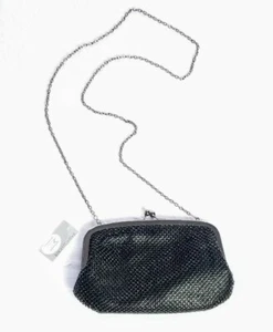 NWT Jessica McClintock Mesh Black Oversized Frame Clutch Prom Evening Purse $48 - Picture 1 of 4