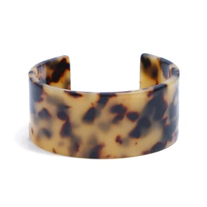 Acrylic Tortoise Shell Wide Brown Cuff Bracelet Leopard Print Fashion Jewelry - Picture 1 of 14