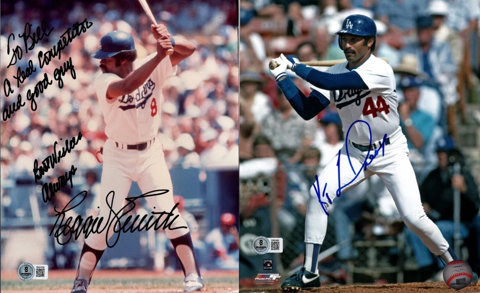 8 x 10 亲笔签名照片 REGGIE SMITH、KEN LANDREAUX BAS、真品证明 — 第 1/1 张图片