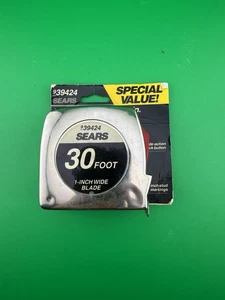 SEARS Vintage 30ft Locking Measuring Tape 1" Wide Belt Clip Model 939424 - Picture 1 of 6