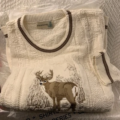 Vintage Field Master Men’s Deer Knit Crewneck Sweater Size XL Hunting Nature USA - Image 1 of 4
