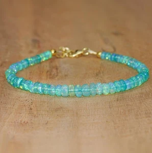 Collar de piedras preciosas de ópalo verde etíope natural de 6" cuentas facetadas de ópalo cuentas de 3-5 mm - Imagen 1 de 7