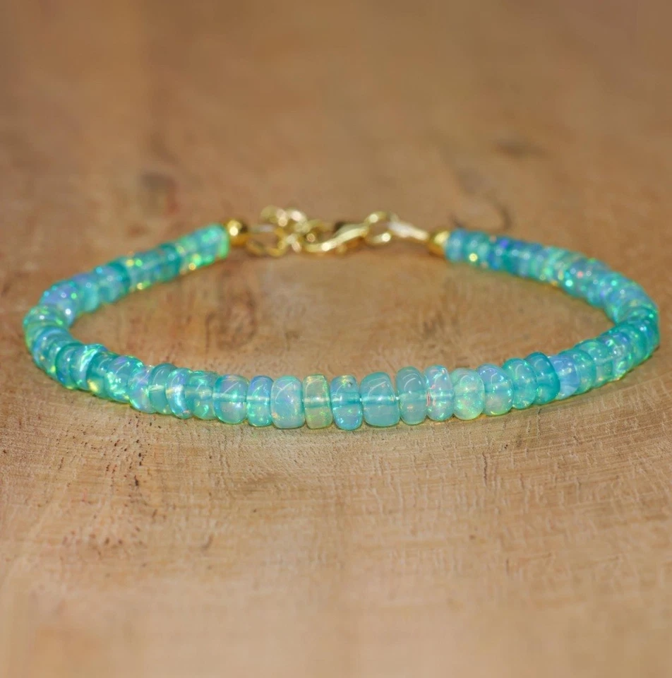 Collar de piedras preciosas de ópalo verde etíope natural de 6" cuentas facetadas de ópalo cuentas de 3-5 mm Foto 1 de 4