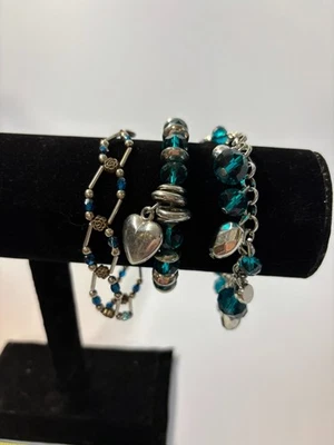 Pulseras Dije Piedras Azules Con Tono Plata Y2K Retro Vibraciones Foto 1 de 4