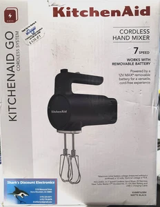 New KitchenAid KHMR762BM Go Cordless Hand Mixer Battery Included Matte Black  - Picture 1 of 2