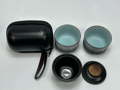 SANJH Portátil Viaje Cerámica Tetera Cerámica Taza Tés Estuche 2 Tazas Infusor Foto 1 de 4