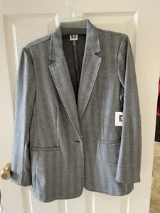 Anne Klein Blazer Black Herringbone L NWT MSRP $169.00 - Picture 1 of 3