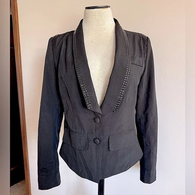 Blazer de lantejoulas preto FOREVER21 cravejado jaqueta smoking terno casaco médio novo sem etiquetas - Imagem 1 de 4