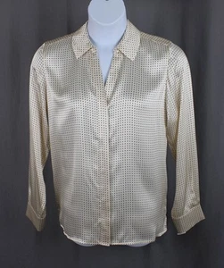 Paige Women's "Palmer" Ivory Black Silk Polka Dot Button Down Top Size L NWTS - Picture 1 of 4