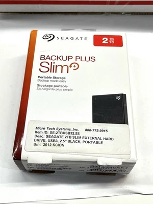 Seagate STHN2000400 Backup Plus Slim USB 3.0 2TB External Hard Drive - Black - Image 1 of 4