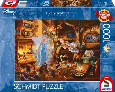 Schmidt Spiele 57526 Thomas Kinkade, Disney, Geppetto's Pinocchio, puzzle da 100 - Immagine 1 di 2