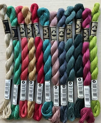 12 DMC Perle Cotton #5 Embroidery Thread Skeins Colorful Needlepoint LOT I - Image 1 of 3