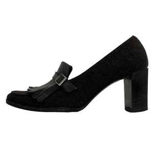 Auth CELINE - Black Wool Leather Women's Shoes - Picture 1 of 7