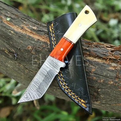 6’’ Handmade Damascus Steel Hunting Sharp Premium Skinner Knife with Sheath - Image 1 of 4