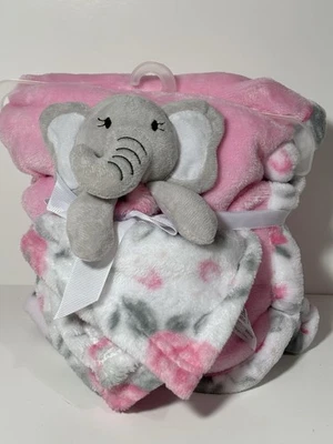 Cobertor de elefante rosa e conjunto Lovey floral 30X40 Le Bebe favorito 2021 novo sem etiquetas macio - Imagem 1 de 4
