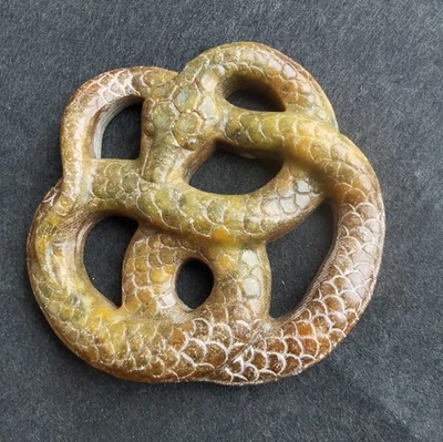 Colgante de piedra de jade talla serpiente animales zodiaco grande, collar cuerda amuleto Foto 1 de 4