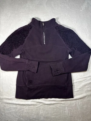 Sudadera Pullover Lululemon Para Mujer Púrpura Floral Media Cremallera Talla 8 Gimnasio Atlético Foto 1 de 4