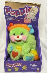 Vintage Popples 1985 Putter Mattel Plush Green Orange 8” In Box - Picture 1 of 5
