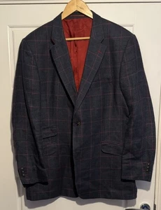 Robert Noble Silk/Linen Jacket/Blazer  Blue/Red Check Jacket 48R - Picture 1 of 10
